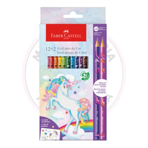 Lápis de Cor 12 Cores + 2 Lápis Misturinha Faber-Castell - Unicórnio - Blister 14 UN