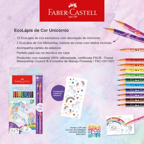 Lápis de Cor 12 Cores + 2 Lápis Misturinha Faber-Castell - Unicórnio - Blister 14 UN - Imagem 3