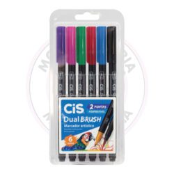 Marcador Artístico Dual Brush Aquarelável CiS - Tradicionais - Estojo 6 UN