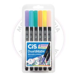Marcador Artístico Dual Brush Aquarelável CiS - Pastel - Estojo 6 UN