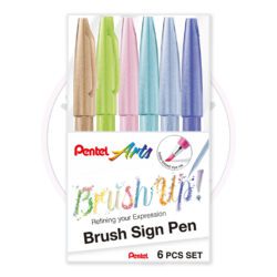 Caneta Brush Sign Pen Pentel - Pastel - Blister 6 UN