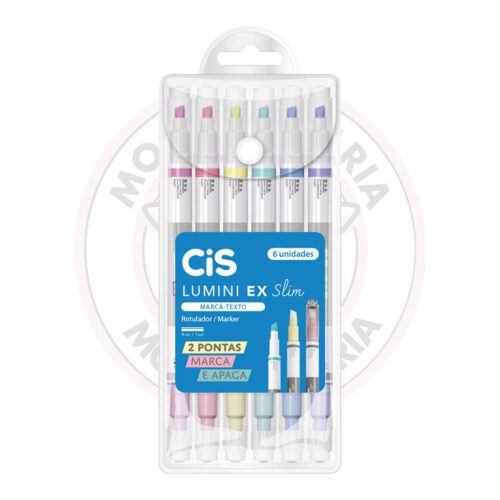 Marca-Texto Apagável Lumini Ex Slim CiS - Estojo 6 UN