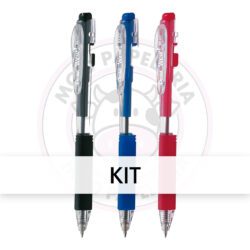 Kit Caneta Esferográfica Retrátil WOW! 0.7mm Pentel - Pt, Az, Vm - Kit 3 UN