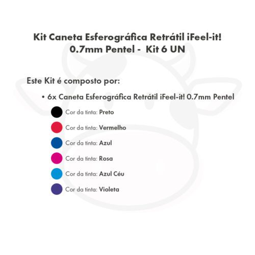 Kit Caneta Esferográfica Retrátil iFeel-it! 0.7mm Pentel - Kit 6 UN - Imagem 4