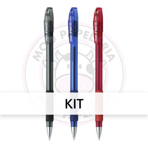 Kit Caneta Esferográfica iFeel-it! 0.7mm Pentel - Pt, Vm, Az - Kit 3 UN