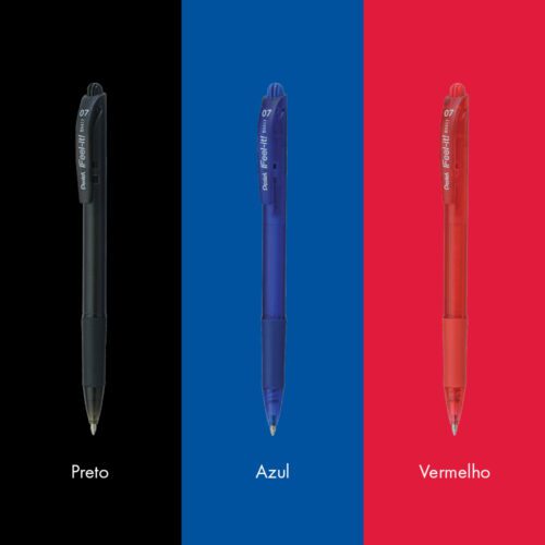 Kit Caneta Esferográfica Retrátil iFeel-it! 0.7mm Pentel - Pt, Vm, Az - Kit 3 UN - Imagem 3