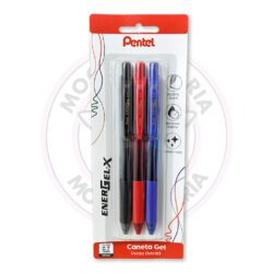 Caneta Gel Retrátil EnerGel-X 0.7mm Pentel - Pt, Az, Vm - Blister 3 UN