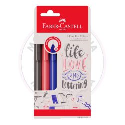 Caneta Hidrográfica Fine Pen 0.4mm (Pt, Vm e Az) Faber-Castell - Blister 3 UN