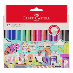 Caneta Hidrográfica Fine Pen 0.4mm Clássicas Faber-Castell - Blister 12 UN
