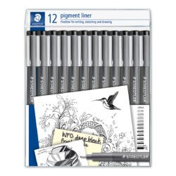 Caneta Técnica Pigment Liner Staedtler - Estojo 12 UN