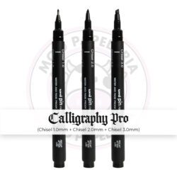 Kit Caneta Técnica Uni Pin Fine Line uni-ball - Calligraphy Pro - Chisel 1.0mm + Chisel 2.0mm + Chisel 3.0mm - Kit 3 UN