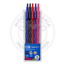 Caneta Esferográfica Retrátil Spiro RT 0.7mm CiS - Estojo 5 UN