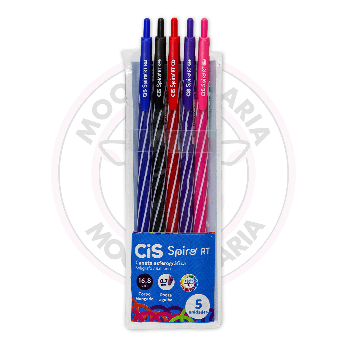 Caneta Esferográfica Retrátil Spiro RT 0.7mm CiS - Estojo 5 UN